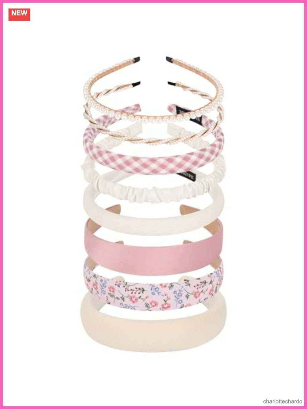 8 Pack Non Slip Wide Padded Headbands Pearl Beaded Thin Hair Accessories